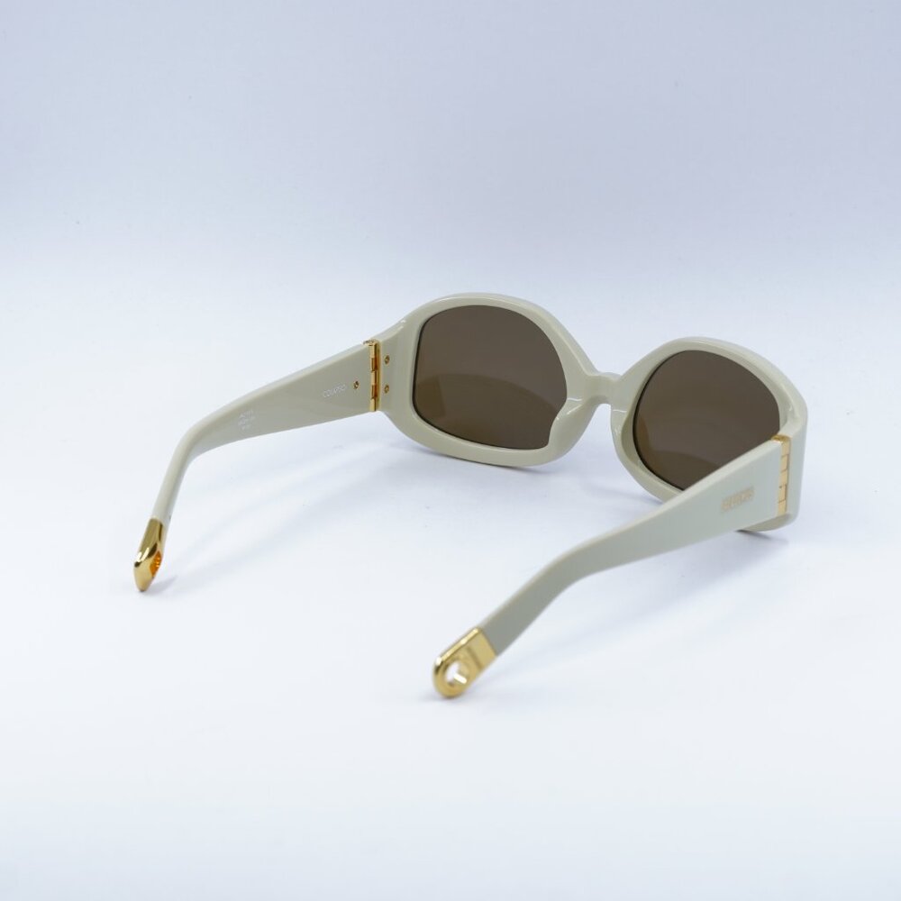 Jacquemus COLAPSO JAC/15 C3 Sunglasses Beige Geometric Frame, Brown Lenses - Picture 4 of 11